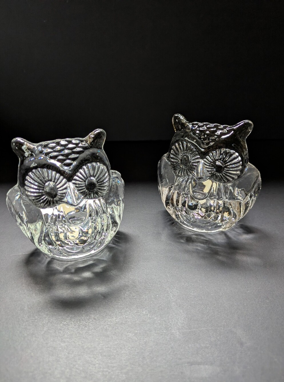 Candleholders Pair Party Lite Glass Owls Set Of 2 Clear Heavy Cabin Decor Birds